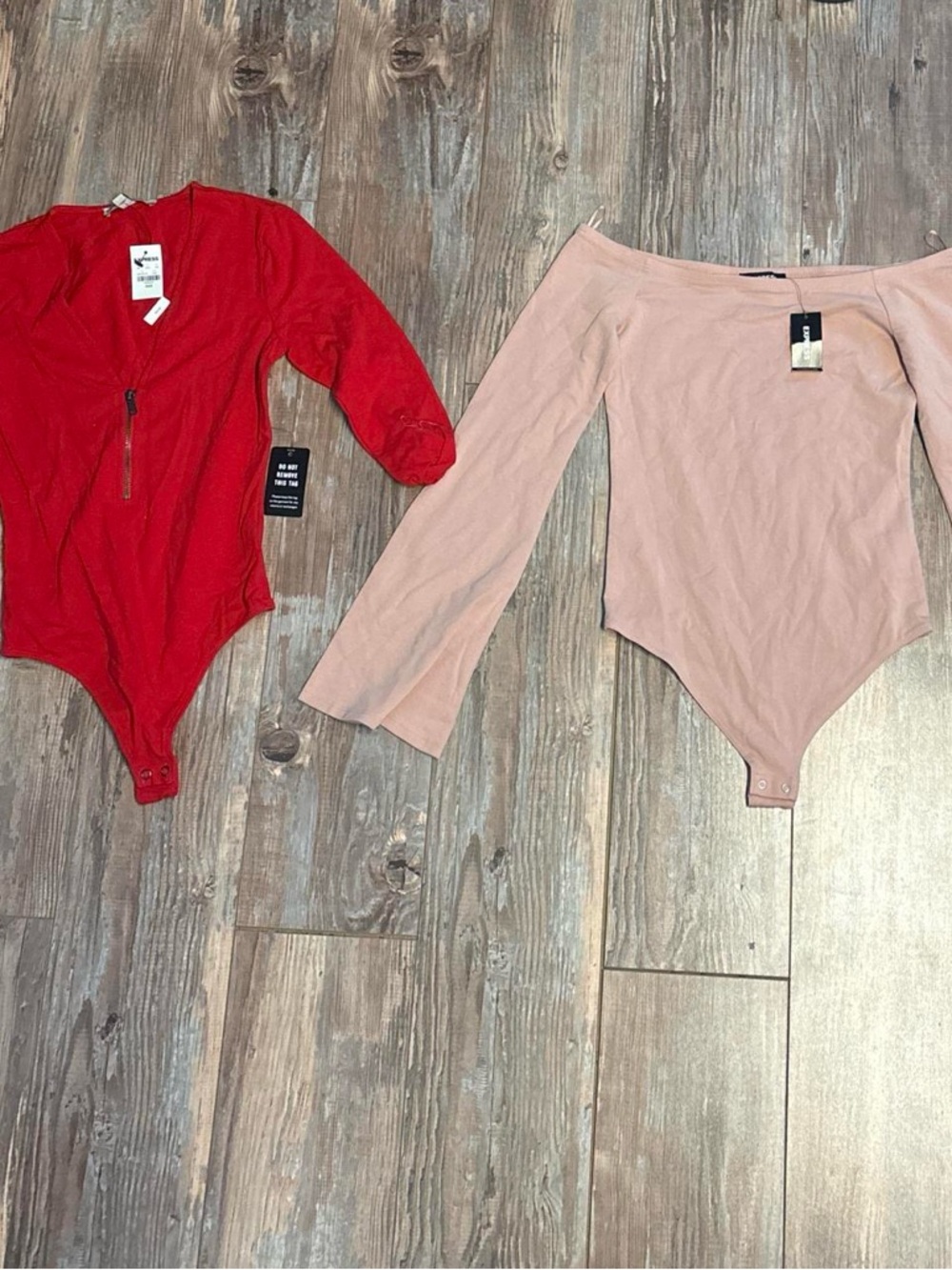 Express Women’s Bodysuit Duo - Red & Blush Pink